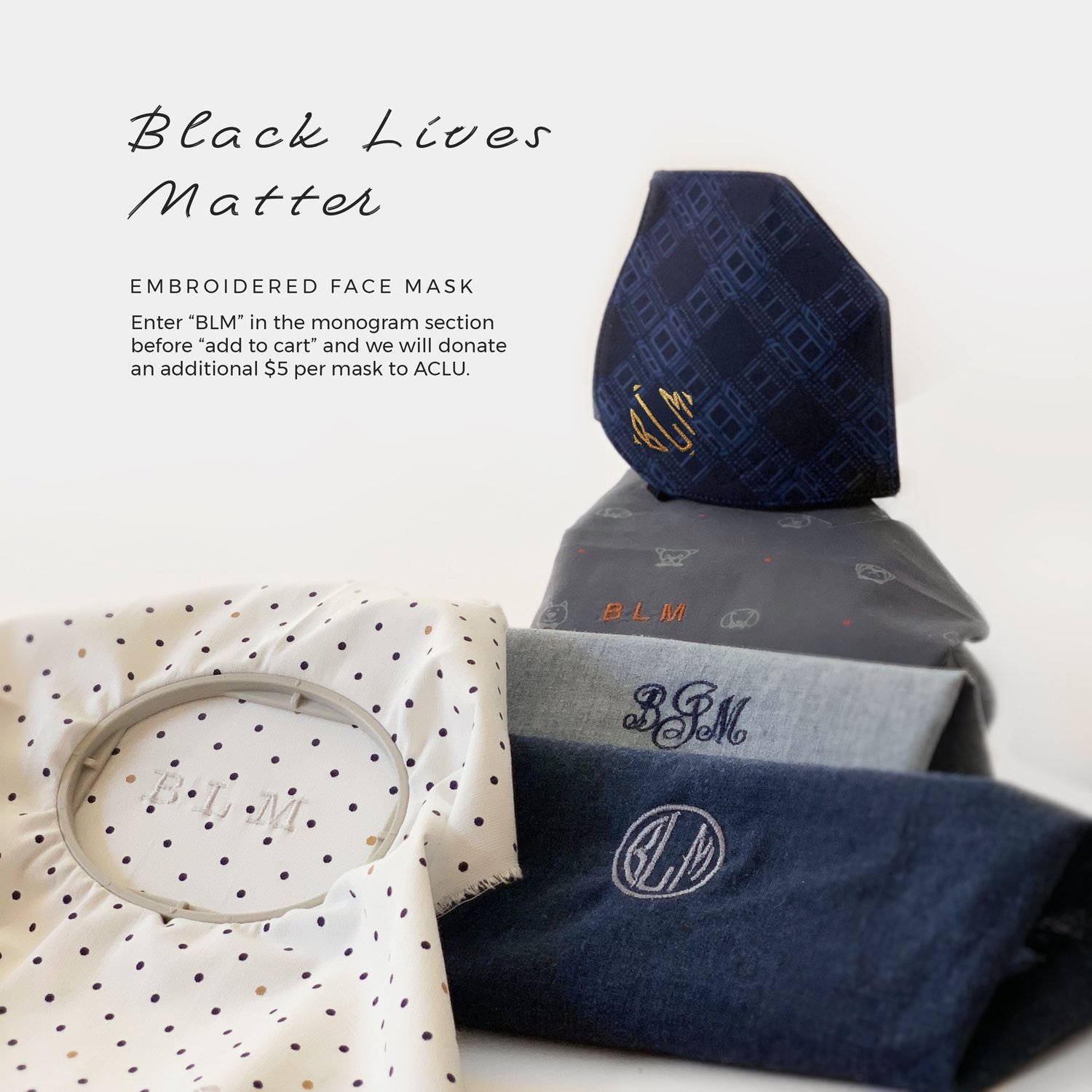 Black Lives Matter embroidered face mask